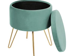 New Beliani Pouf contenitore SILAS Velluto menta Verde