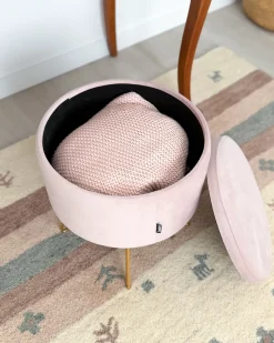 Best Beliani Pouf contenitore SILAS Velluto pastello Rosa