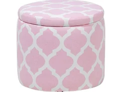 Outlet Beliani Pouf contenitore TUNICA Cotone Rosa Bianco Rosa