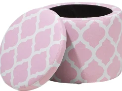 Outlet Beliani Pouf contenitore TUNICA Cotone Rosa Bianco Rosa