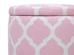 Outlet Beliani Pouf contenitore TUNICA Cotone Rosa Bianco Rosa