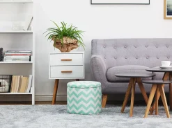 Clearance Beliani Pouf contenitore TUNICA Cotone Verde menta Bianco Verde