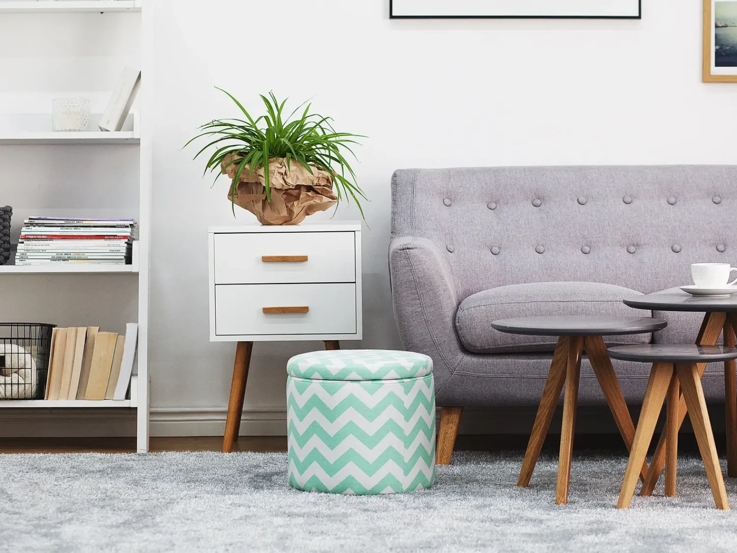 Clearance Beliani Pouf contenitore TUNICA Cotone Verde menta Bianco Verde