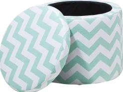 Clearance Beliani Pouf contenitore TUNICA Cotone Verde menta Bianco Verde