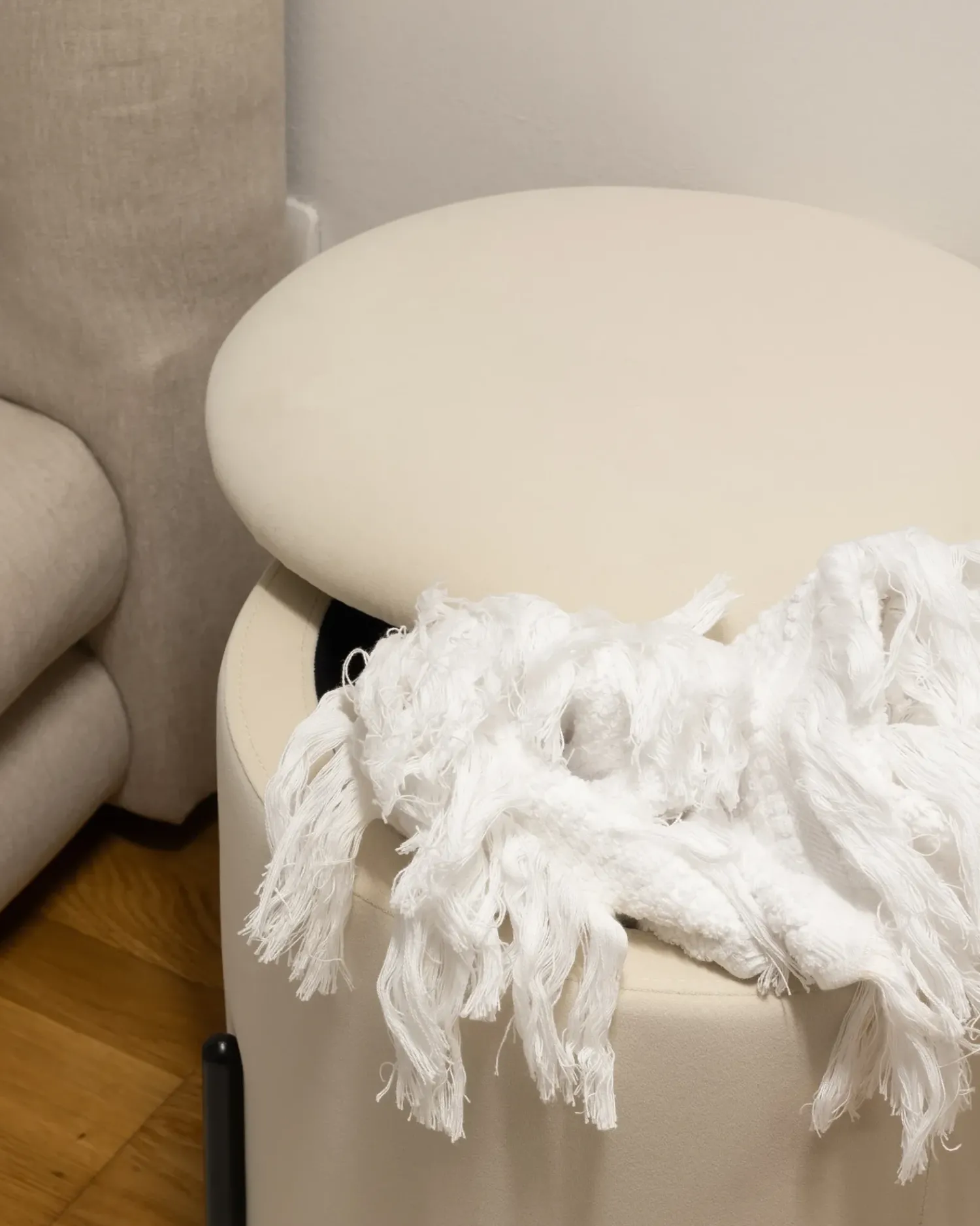 Best Beliani Pouf contenitore WENONA Velluto Beige chiaro Beige Nero
