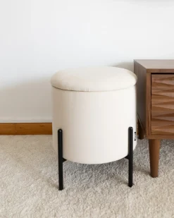 Best Beliani Pouf contenitore WENONA Velluto Beige chiaro Beige Nero
