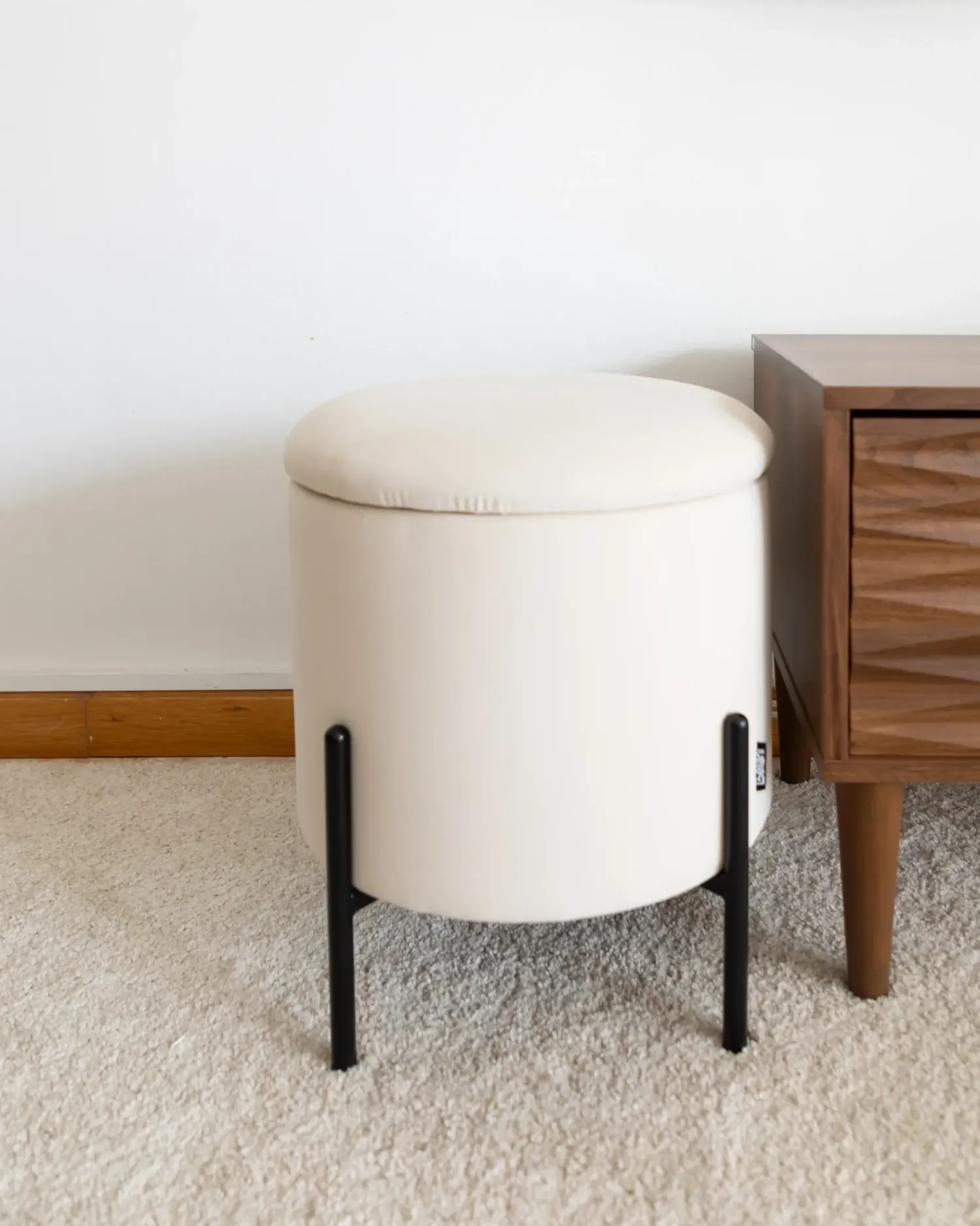 Best Beliani Pouf contenitore WENONA Velluto Beige chiaro Beige Nero