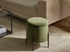Discount Beliani Pouf contenitore WENONA Velluto Verde scuro Nero Verde