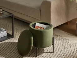Discount Beliani Pouf contenitore WENONA Velluto Verde scuro Nero Verde