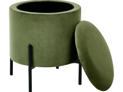 Discount Beliani Pouf contenitore WENONA Velluto Verde scuro Nero Verde