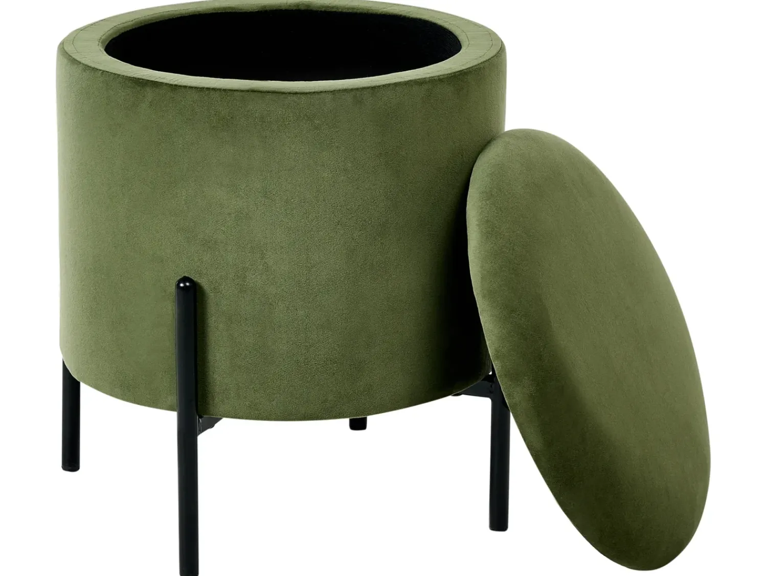 Discount Beliani Pouf contenitore WENONA Velluto Verde scuro Nero Verde