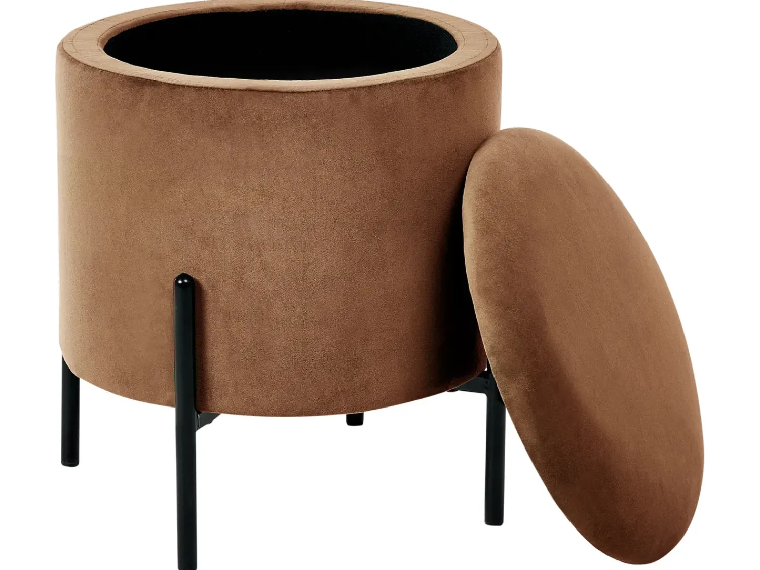 Sale Beliani Pouf contenitore WENONA Velluto Marrone scuro Marrone Nero