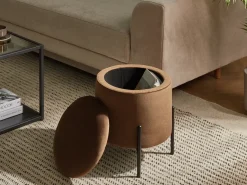Sale Beliani Pouf contenitore WENONA Velluto Marrone scuro Marrone Nero