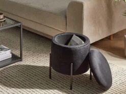 Outlet Beliani Pouf contenitore WENONA Velluto Nero