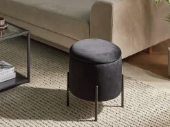 Outlet Beliani Pouf contenitore WENONA Velluto Nero