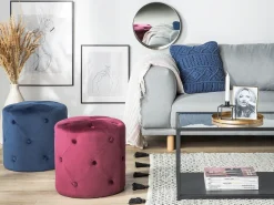 Clearance Beliani Pouf COROLLA Velluto scuro Blu