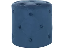 Clearance Beliani Pouf COROLLA Velluto scuro Blu