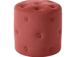 Outlet Beliani Pouf COROLLA Velluto Corallo Rosso
