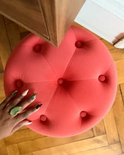 Outlet Beliani Pouf COROLLA Velluto Corallo Rosso