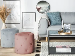 New Beliani Pouf COROLLA Velluto Rosa
