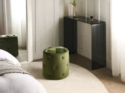 Beliani Pouf COROLLA Velluto oliva Verde