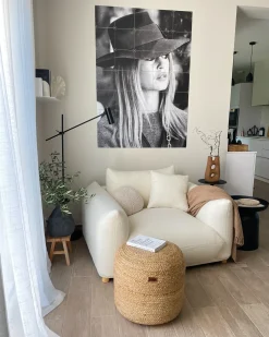Hot Beliani Pouf DALAMA Iuta sabbia Beige