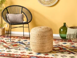 Hot Beliani Pouf DALAMA Iuta sabbia Beige