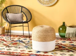 Clearance Beliani Pouf DALAMA Iuta Bianco Bianco Beige