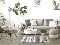 Clearance Beliani Pouf DALAMA Iuta Bianco Bianco Beige