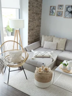 Clearance Beliani Pouf DALAMA Iuta Bianco Bianco Beige