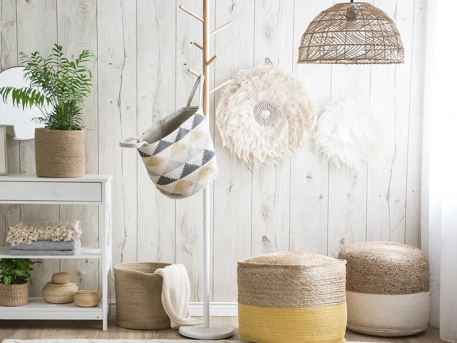 Online Beliani Pouf DALAMA Iuta Grigio chiaro Beige Grigio