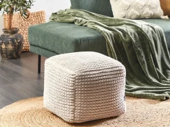 New Beliani Pouf DAMAN Cotone chiaro Beige