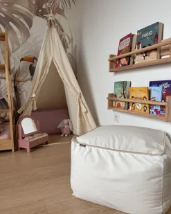 Outlet Beliani Pouf DAREYN Velluto chiaro Beige