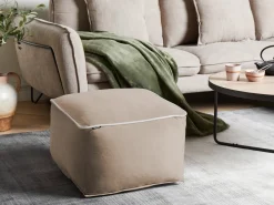 Hot Beliani Pouf DAREYN Velluto sabbia Beige