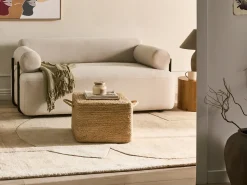 Hot Beliani Pouf DHADAR Iuta Naturale Beige Naturale