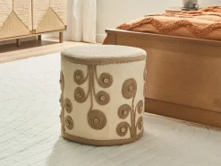 Hot Beliani Pouf DIMAN Iuta Bianco Bianco Beige
