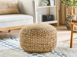 Hot Beliani Pouf DINNI Iuta Beige