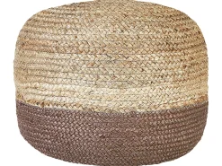 New Beliani Pouf DUKI Iuta Marrone Beige Naturale Marrone