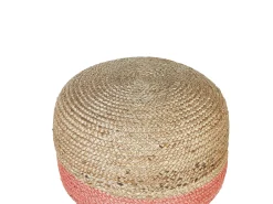 Online Beliani Pouf DUKI Iuta Rosa Beige Naturale Rosa