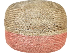Online Beliani Pouf DUKI Iuta Rosa Beige Naturale Rosa