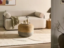 Discount Beliani Pouf DUKI Iuta Tortora Beige Naturale