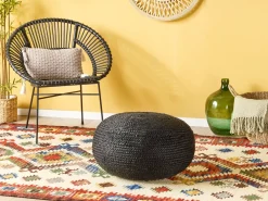 Hot Beliani Pouf DUKKI Iuta Nero Naturale Nero