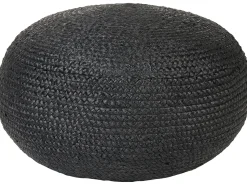 Hot Beliani Pouf DUKKI Iuta Nero Naturale Nero