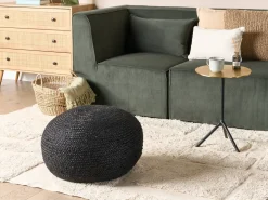 Hot Beliani Pouf DUKKI Iuta Nero Naturale Nero