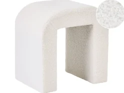 Beliani Pouf ESTES Bouclé sporco Bianco
