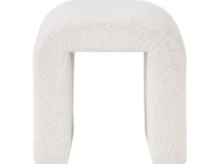 Beliani Pouf ESTES Bouclé sporco Bianco