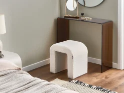 Beliani Pouf ESTES Bouclé sporco Bianco