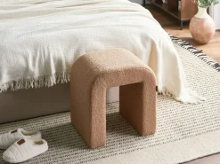 Beliani Pouf ESTES Bouclé chiaro Marrone
