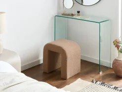 Beliani Pouf ESTES Bouclé chiaro Marrone