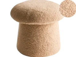 New Beliani Pouf EUFAULA Bouclé Beige